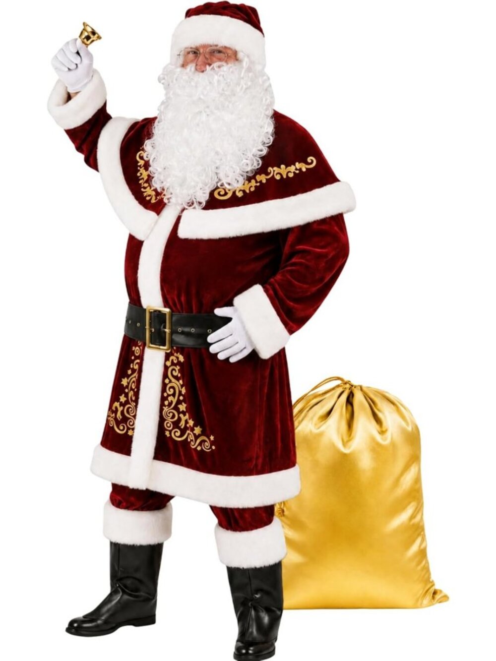 Deluxe Velvet Santa Costume Set for Men - 12pcs Christmas Outfit, Holiday Fun